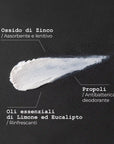 Pasta deodorante naturale con Propoli e Ossido di Zinco - infografica