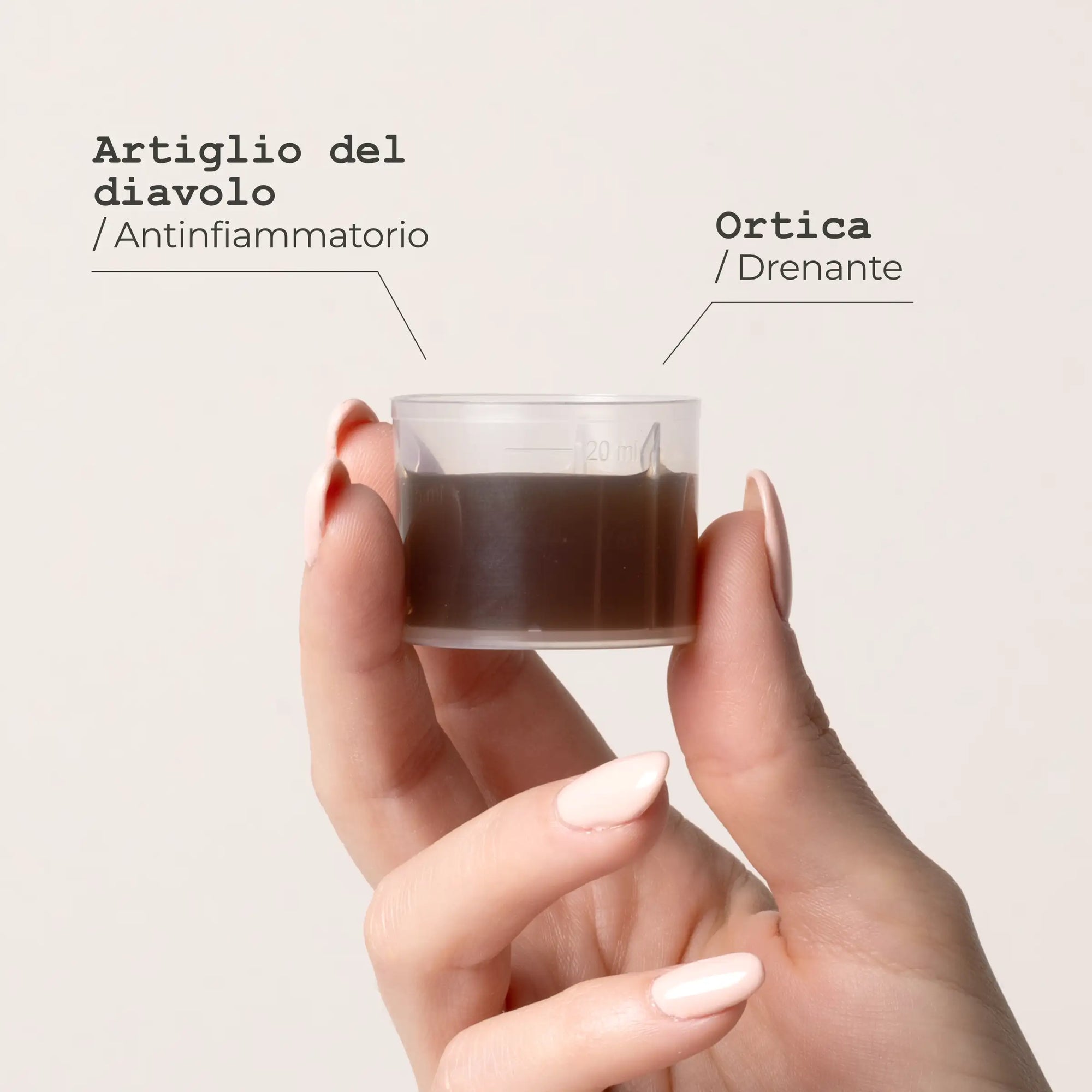 Concentrato liquido naturale per articolazioni - infografica misurino