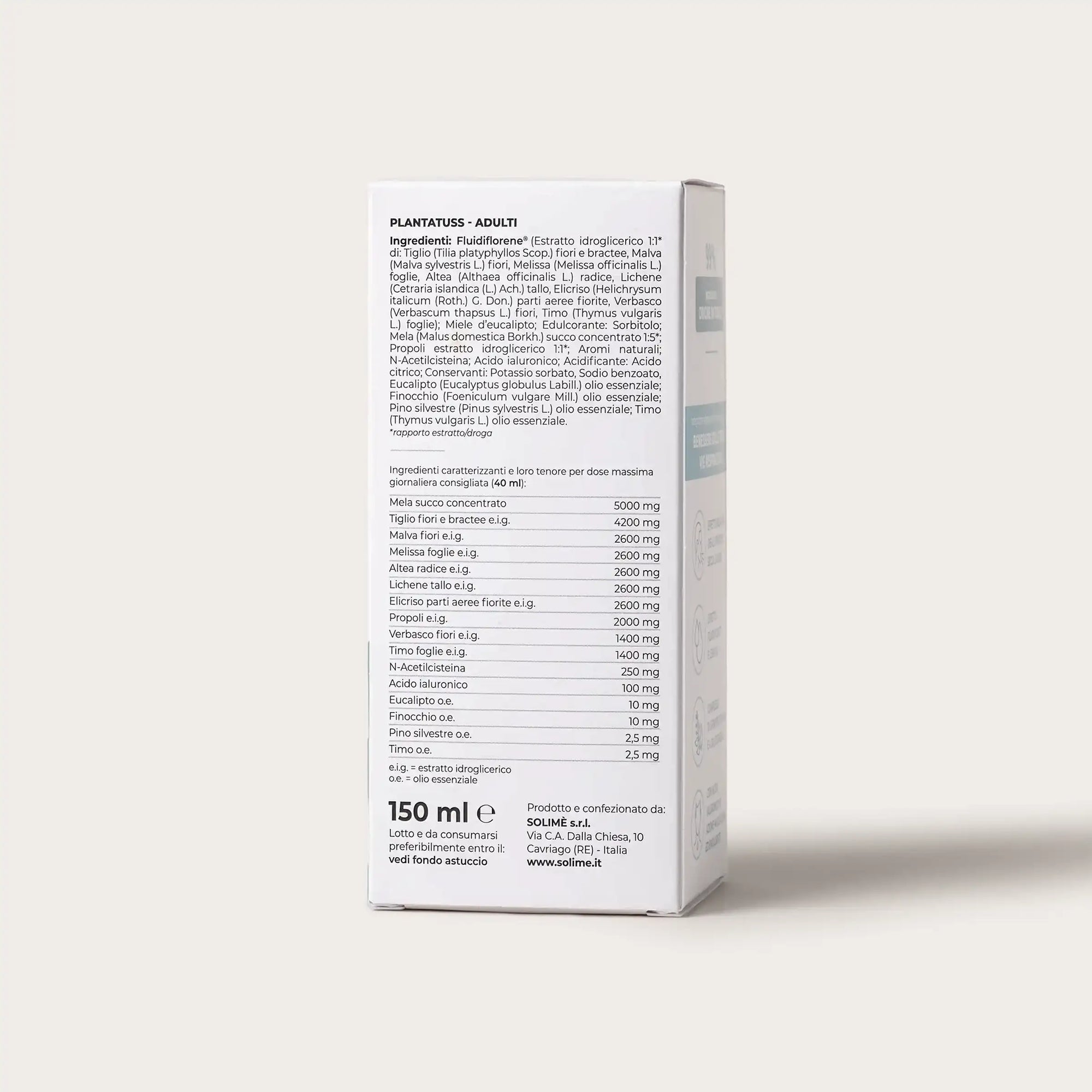 PlantaTuss Adulti in sciroppo per tosse secca e grassa - retro confezione