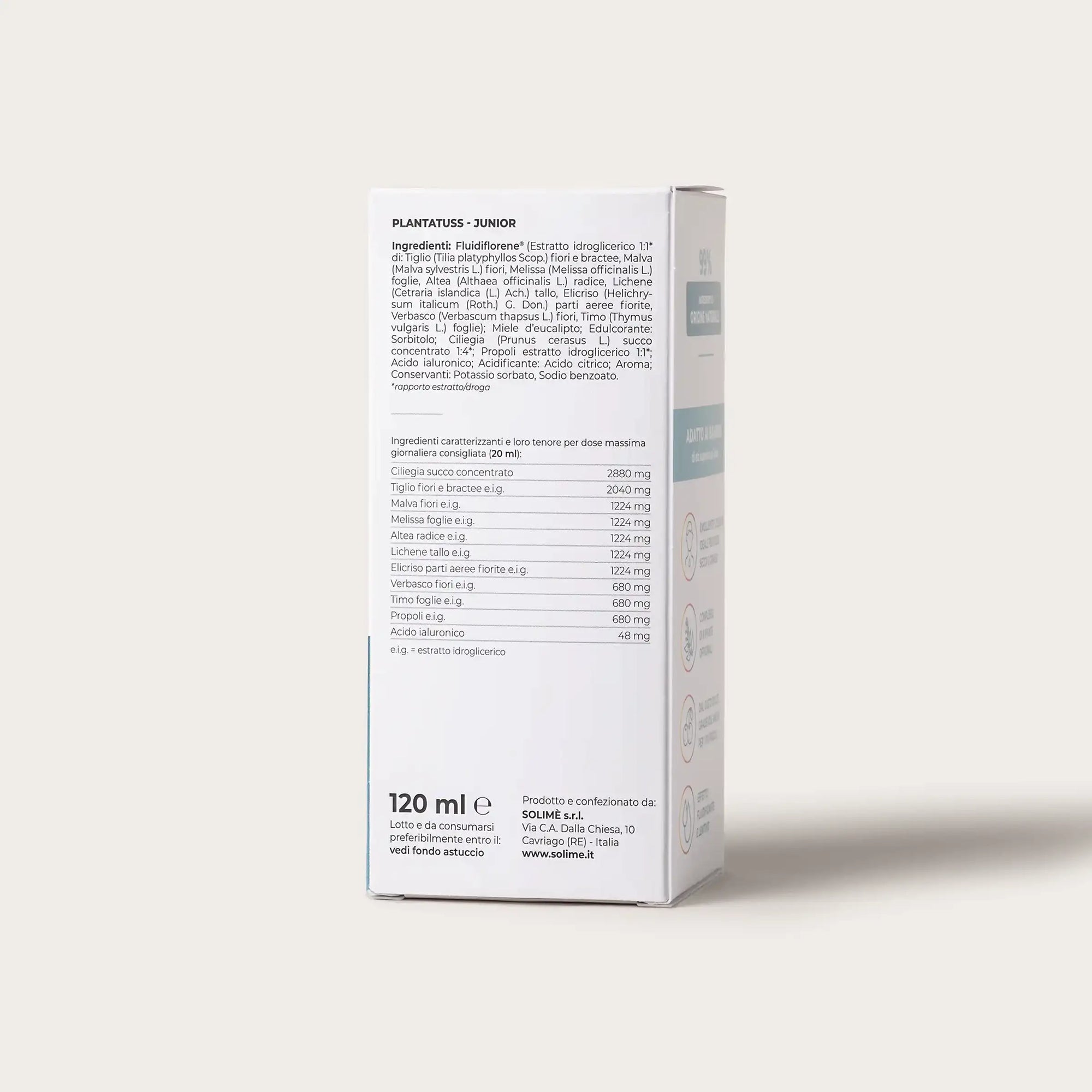 PlantaTuss Junior in sciroppo per tosse secca e grassa - retro confezione