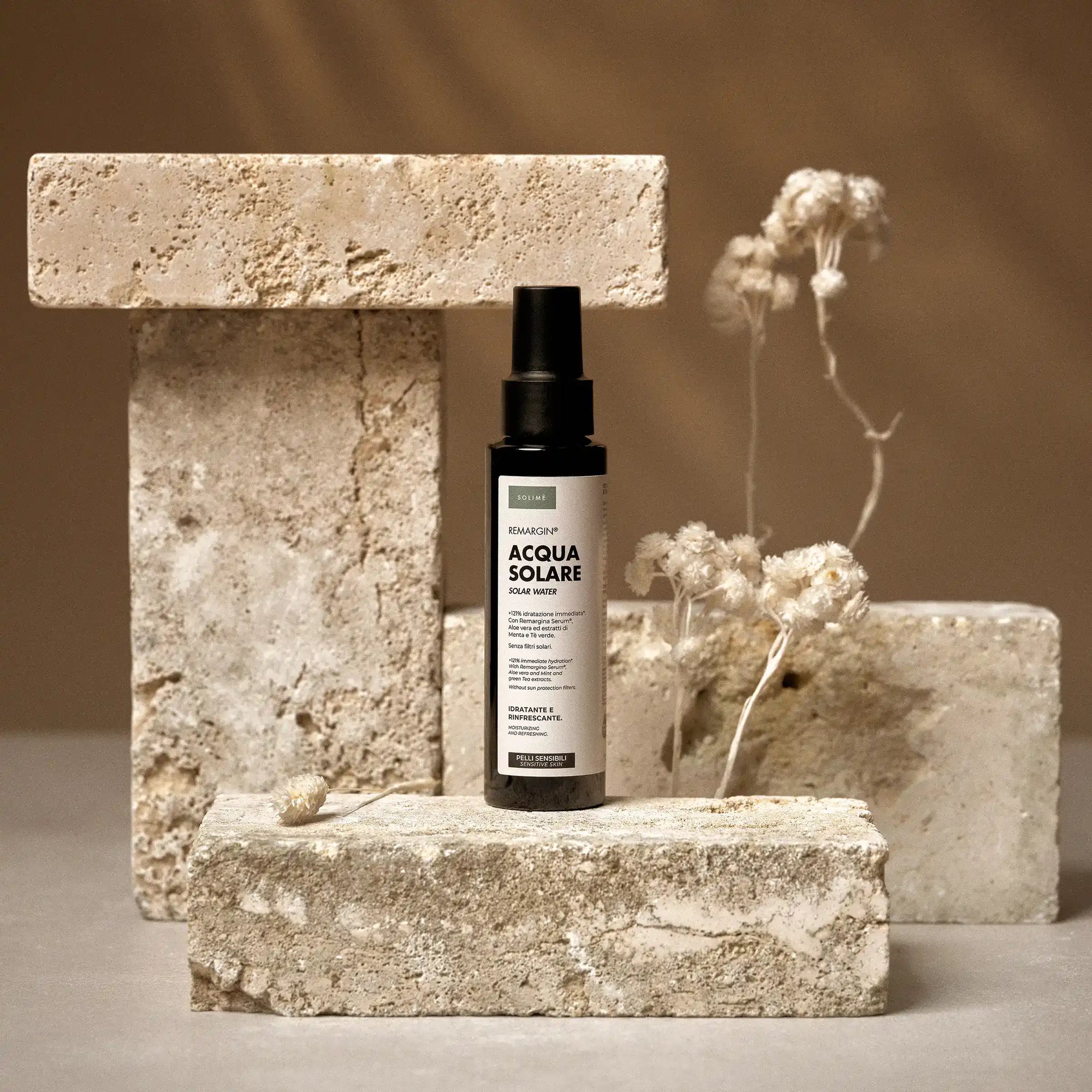 Remargin solari - acqua solare idratante e rinfrescante per viso, corpo e capelli con Colostro, Aloe vera e attivi vegetali