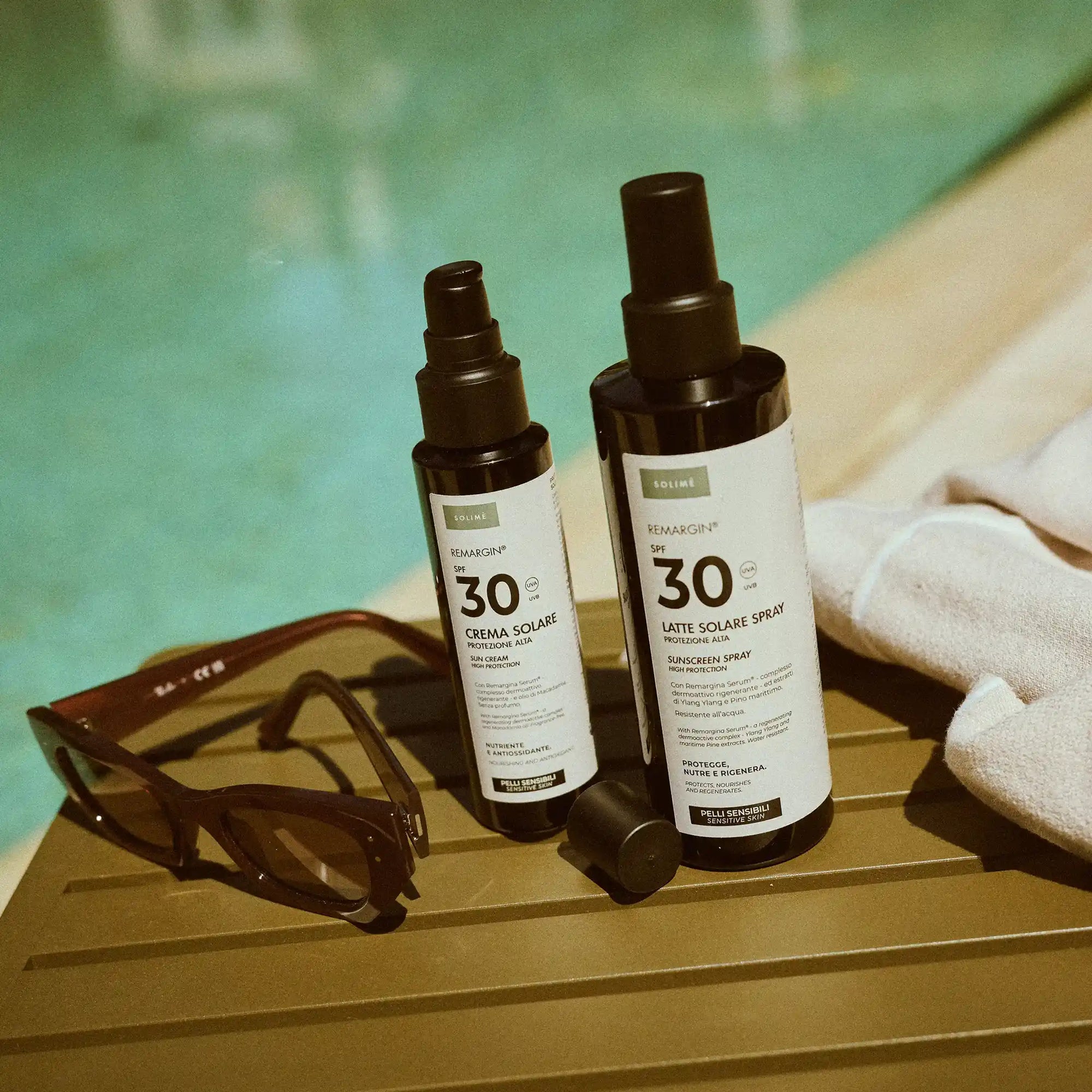 Remargin solari - latte solare spray SPF 30 e crema solare SPF 30 piscina